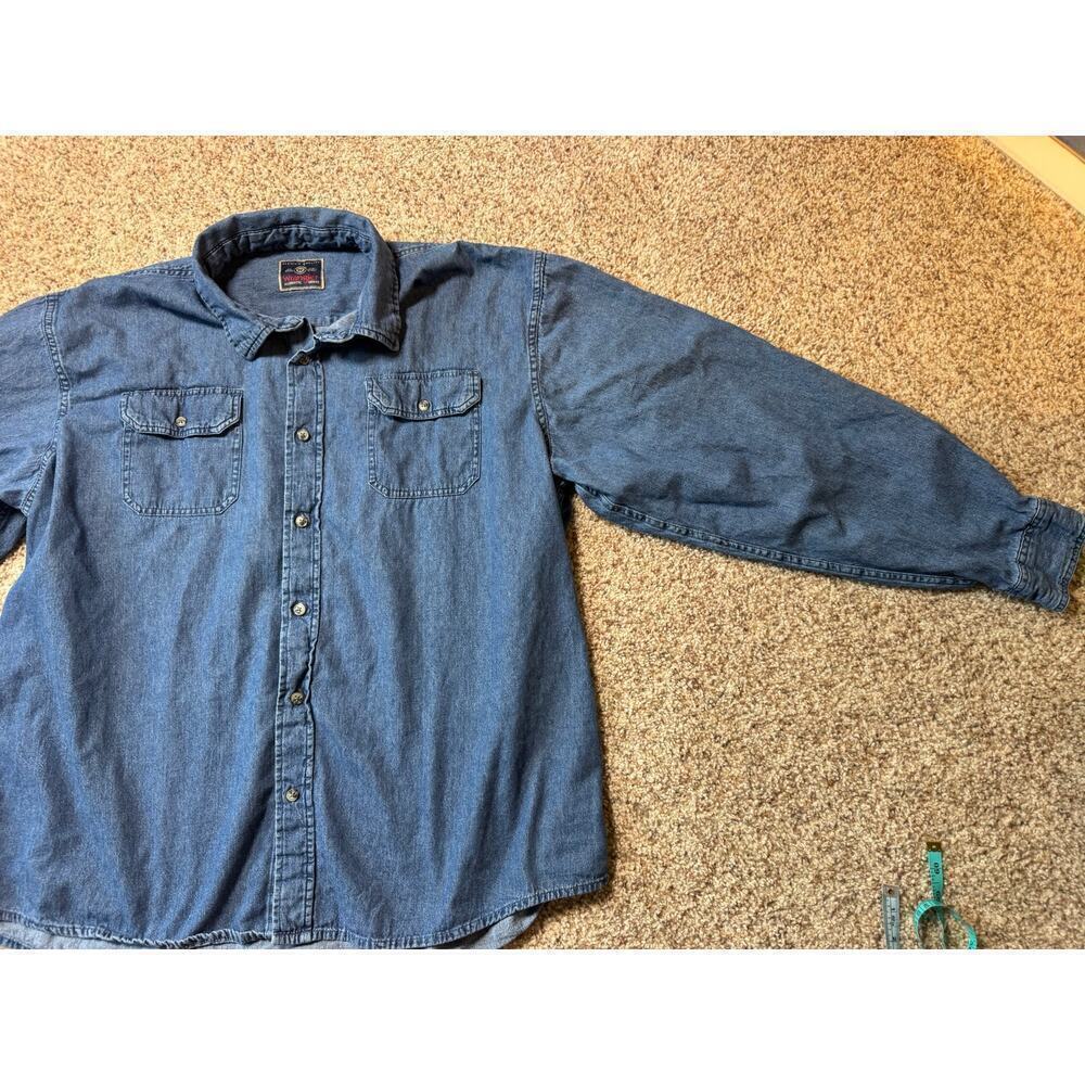 WRANGLER long sleeve Denim Button up Shirt, Men's Size XXL, Vintage 90's - Picture 7 of 11